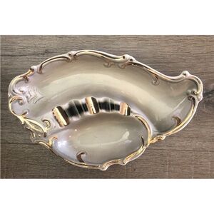 Vintage‎ Lefton Ashtray Hollywood Regency #3357 Gray Gold Trim Made In Japan